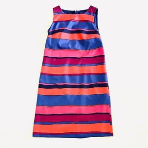 Talbots dress Women's 6P pink blue striped tafetta sheath colorful classic